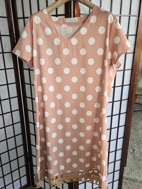 MISSLOOK Blush Pink Polka Dot Midi Dress Brand New